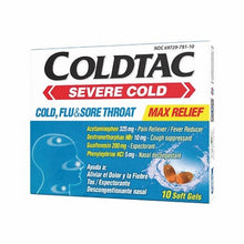Coldtac Max Relief Severe Cold Flu & Sore Throat Pain Reliever/fever Reducer Cough Suppressant Expectorant Nasal Decongestant Soft Gels