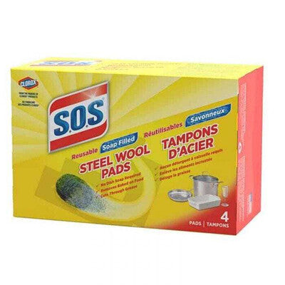 ESPONJA DE OLLA  S.O.S STEEL WOOL WITH SOAP 4PCS  CS24  /  UOM C24