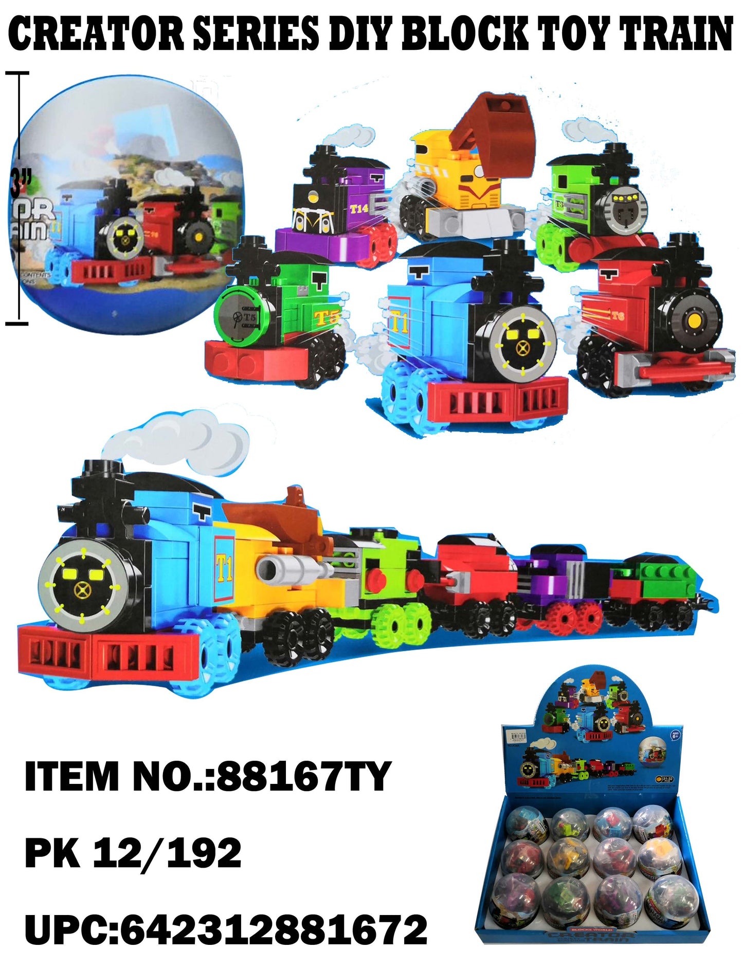 TOYS CREATOR DYI BLOCK TOY TRAIN DISPLAY 12CT DISPLAY  /  UOM DSP