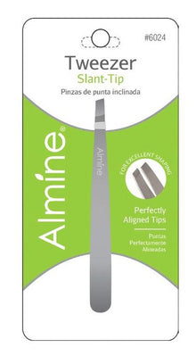 Almine Tweezers Slant Tip Satin Finish | Box of 6