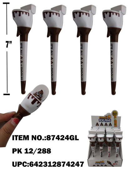 TOYS EMOJI POOP PEN WITH TOILET DISPLAY 12CT  /  UOM DSP